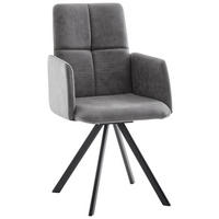 ARMLEHNSTUHL  Stoffauswahl, Typenauswahl, inklusive Armlehnen Mikrofaser  - Schwarz/Grau, MODERN, Textil/Metall (52/92/60cm) - Cantus
