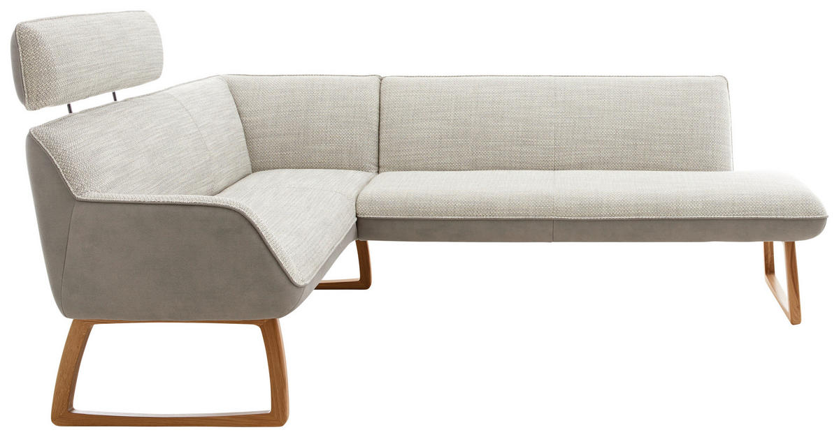 ECKBANK 182/238 cm Mikrofaser, Bouclé Grau Holz   - Wildeiche/Grau, Design, Holz/Textil (182/238cm) - Koinor