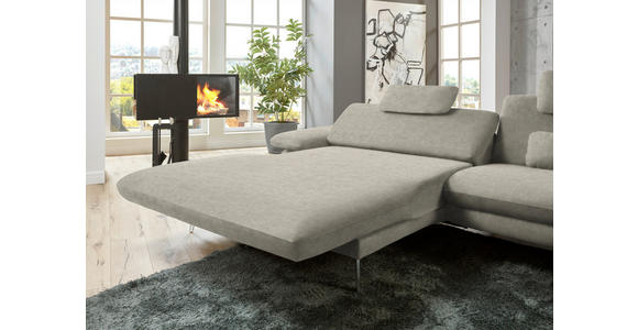ECKSOFA in Velours Platinfarben 184/284 cm - Platinfarben/Schwarz, Design, Textil/Metall (184/284cm) - Dieter Knoll