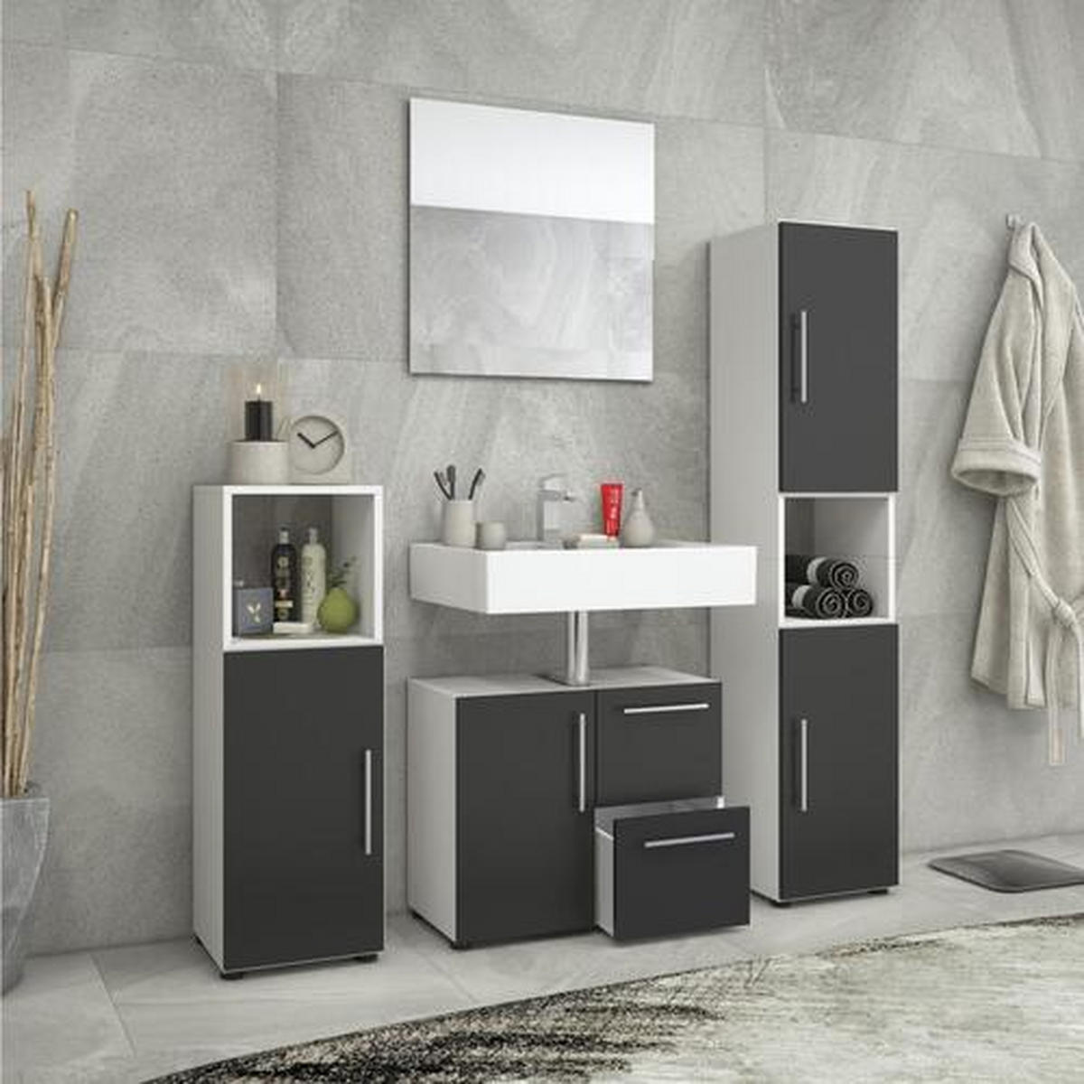 UNTERSCHRANK in   - Weiss/Silberfarben, Konventionell, Holzwerkstoff/Kunststoff (31/93/30cm) - MID.YOU