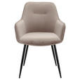 ARMLEHNSTUHL  Stoffauswahl, inklusive Armlehnen Cord  - Taupe/Schwarz, Design, Textil/Metall (57/85/60cm) - Novel
