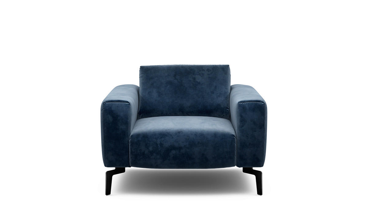 SESSEL Samt Dunkelblau    - Schwarz/Dunkelblau, Design, Textil/Metall (110/85/86-94cm) - SENSOO