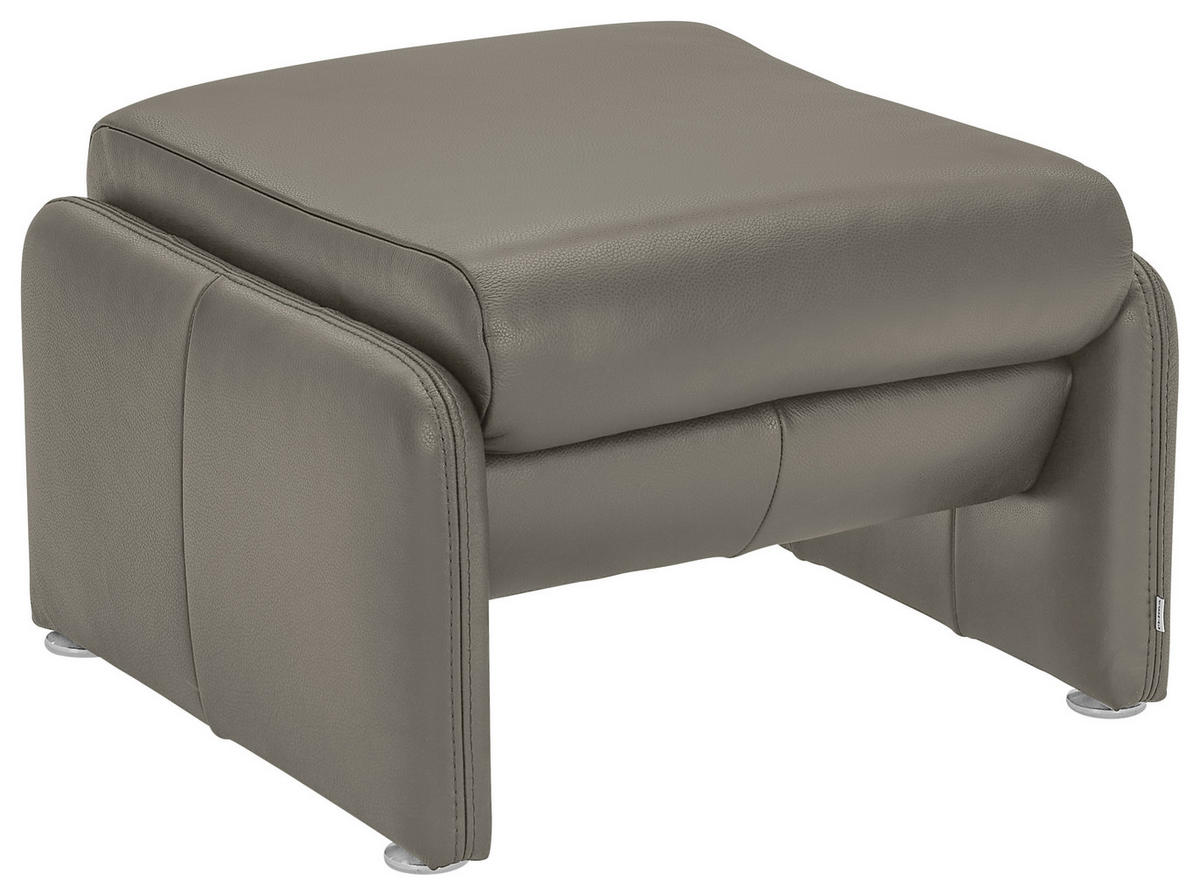 HOCKER Echtleder Grau  - Chromfarben/Grau, KONVENTIONELL, Leder/Metall (60/42/62cm) - Celina Home