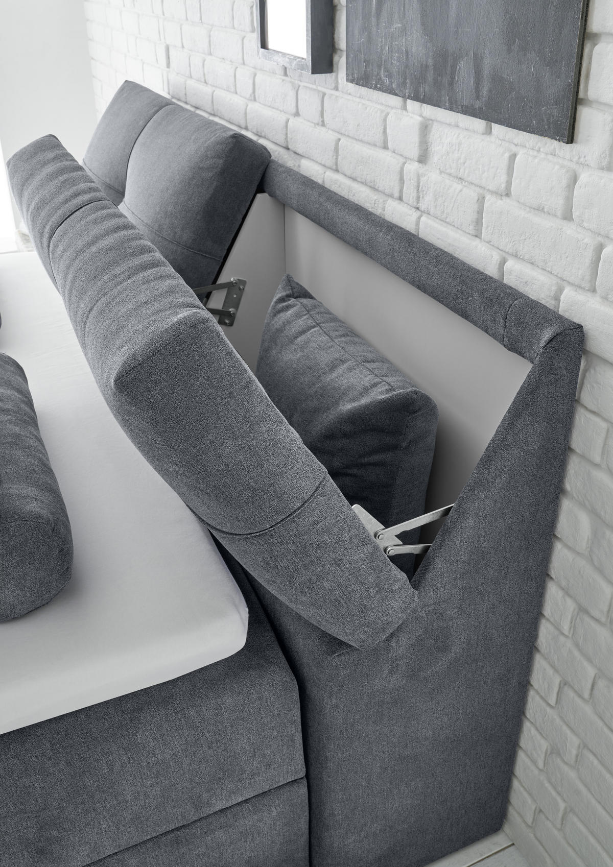 BOXBETT 160/200 cm  in Anthrazit  - Anthrazit/Schwarz, MODERN, Kunststoff/Textil (160/200cm) - MID.YOU