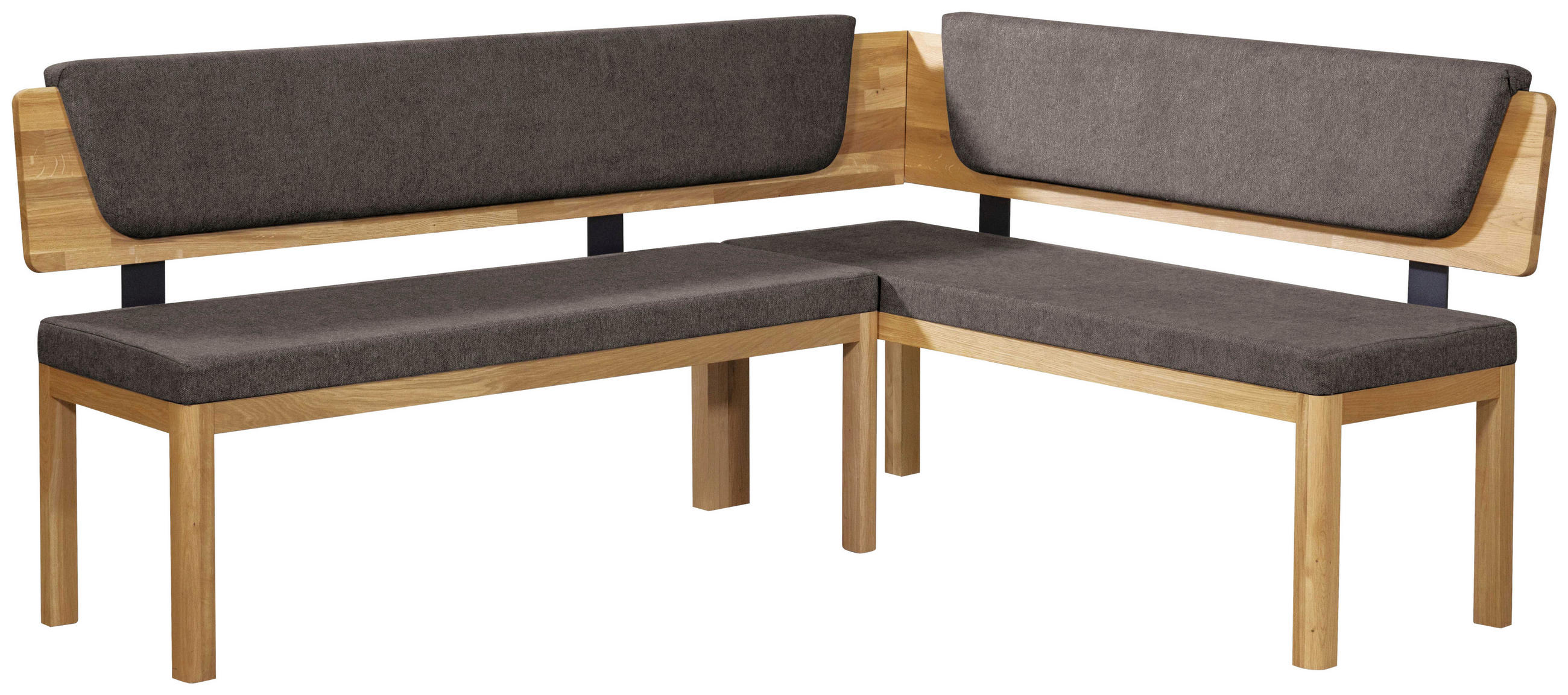ECKBANK 208/171 cm Webstoff Braun, Eichefarben Eiche vollmassiv   - Eichefarben/Braun, KONVENTIONELL, Holz/Textil (208/171cm) - Linea Natura