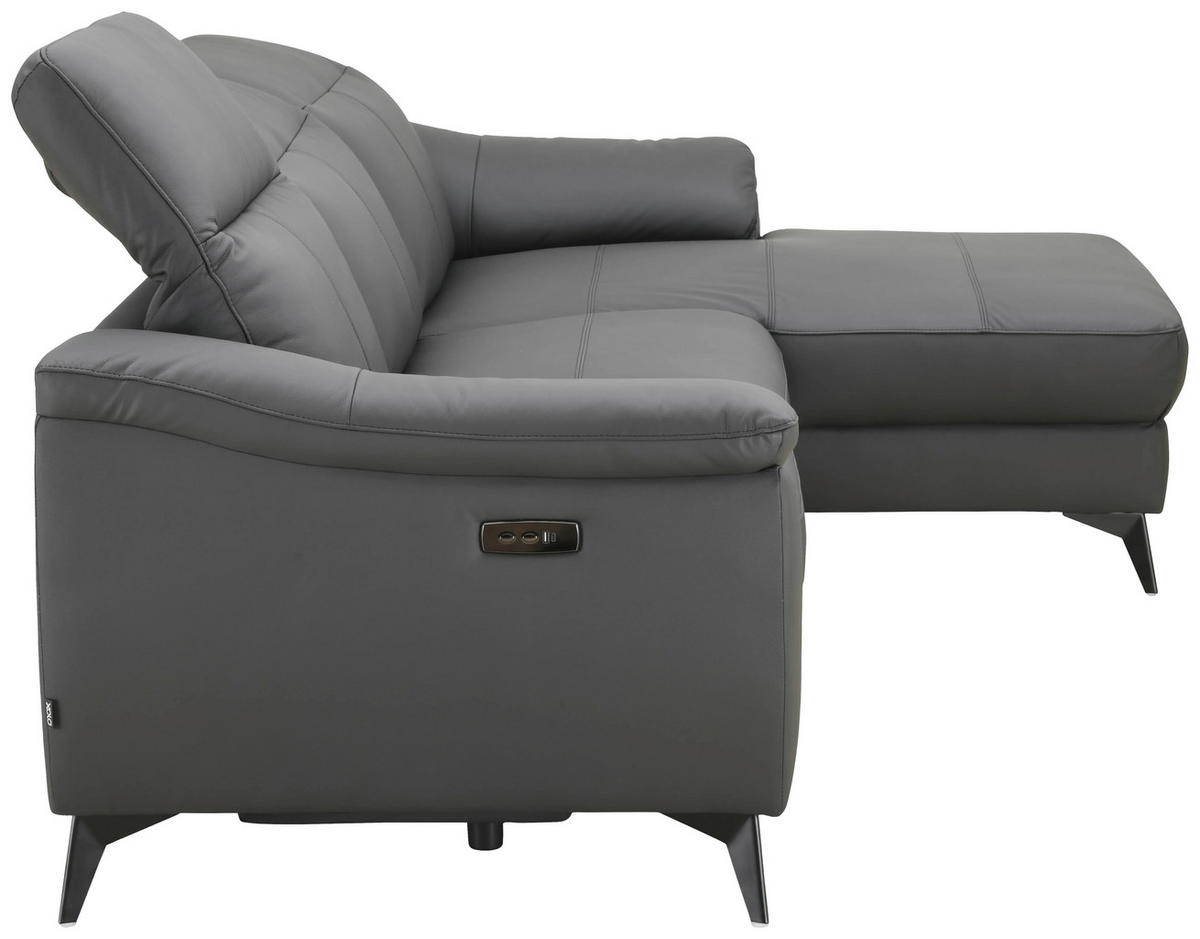 ECKSOFA  Lederlook Kombination Echtleder/Lederlook Schwarz  - Schwarz, Design, Leder/Textil (254/168cm) - Xora