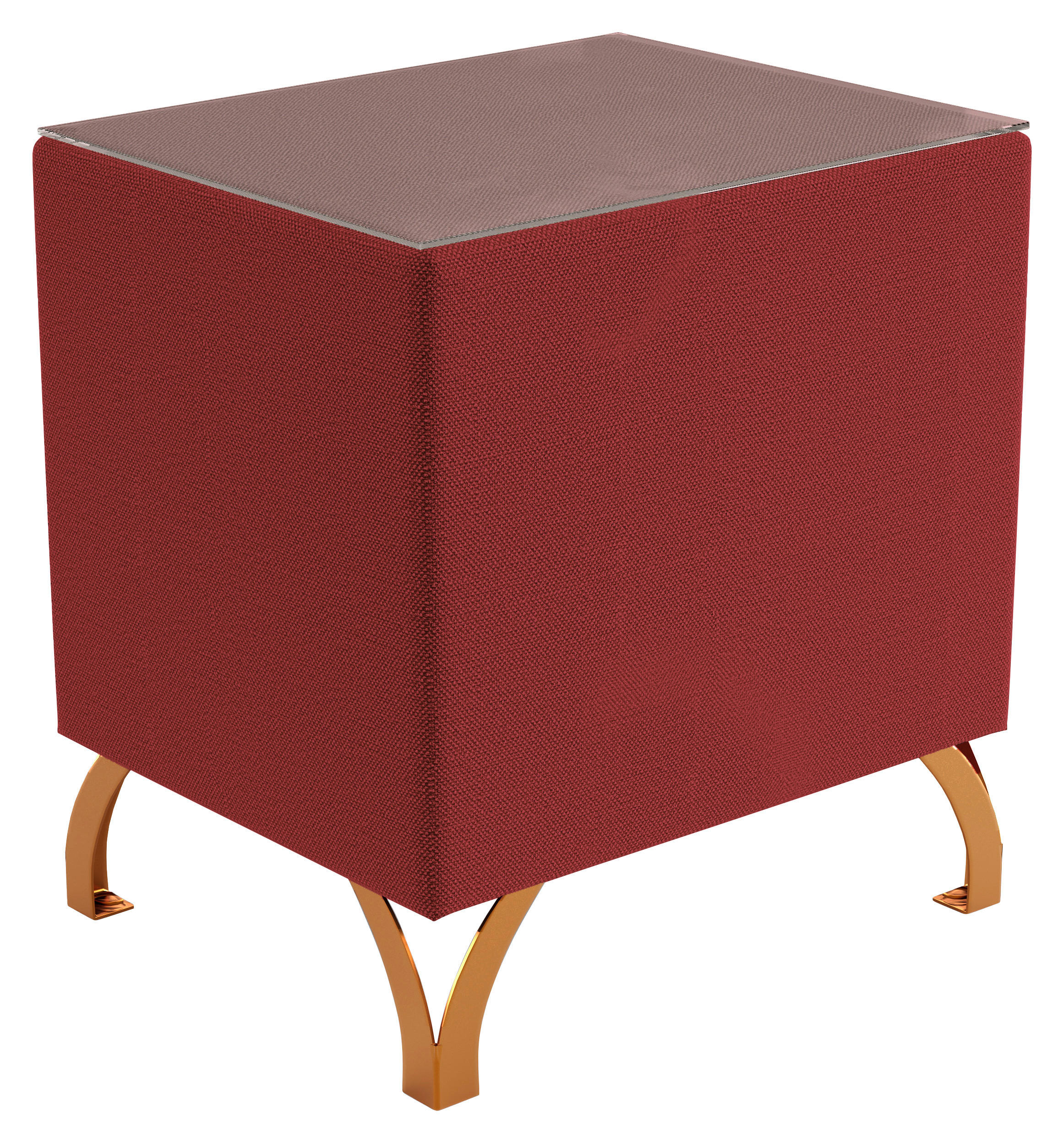 NACHTKÄSTCHEN 45/55/45 cm  in Rot  - Rot/Kupferfarben, Design, Glas/Textil (45/55/45cm) - Esposa