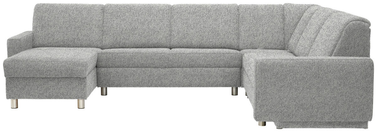 WOHNLANDSCHAFT  in Mikrovelours Naturfarben  - Alufarben/Naturfarben, KONVENTIONELL, Kunststoff/Textil (158/322/236cm) - Sedda