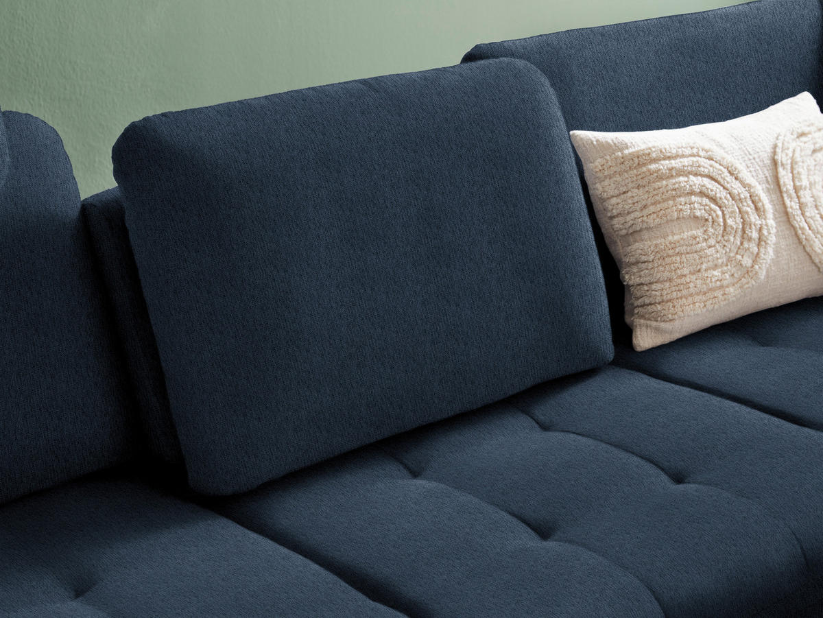 ECKSOFA Blau Chenille  - Blau/Schwarz, Natur, Textil/Metall (288/233cm) - Valnatura