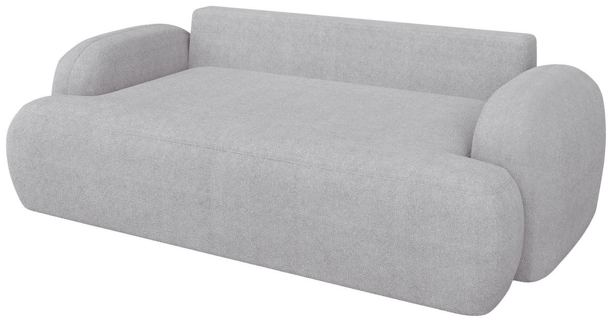 2-SITZER-SOFA Sevilla Plus in Bouclé Hellgrau  - Hellgrau/Schwarz, Design, Kunststoff/Textil (210/92/110cm) - MID.YOU