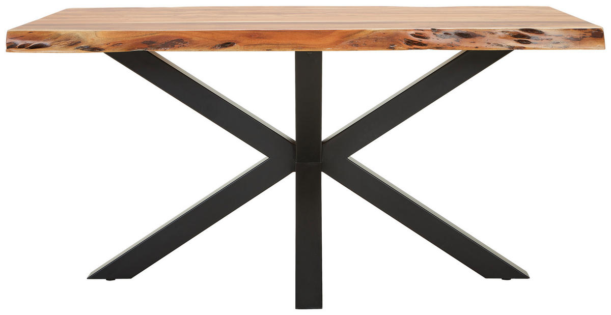 ESSTISCH in Holz, Metall 160/90/76 cm  - Schwarz/Naturfarben, Natur, Holz/Metall (160/90/76cm) - Landscape