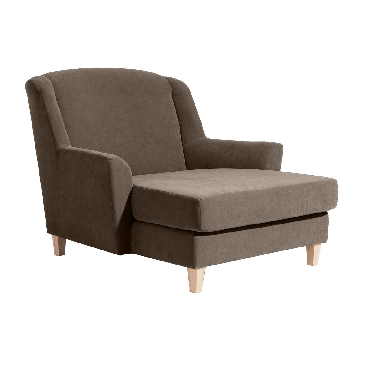 XXL-SESSEL in Velours Sahara  - Naturfarben/Sahara, Modern, Holz/Holzwerkstoff (136/107/142cm) - Max Winzer