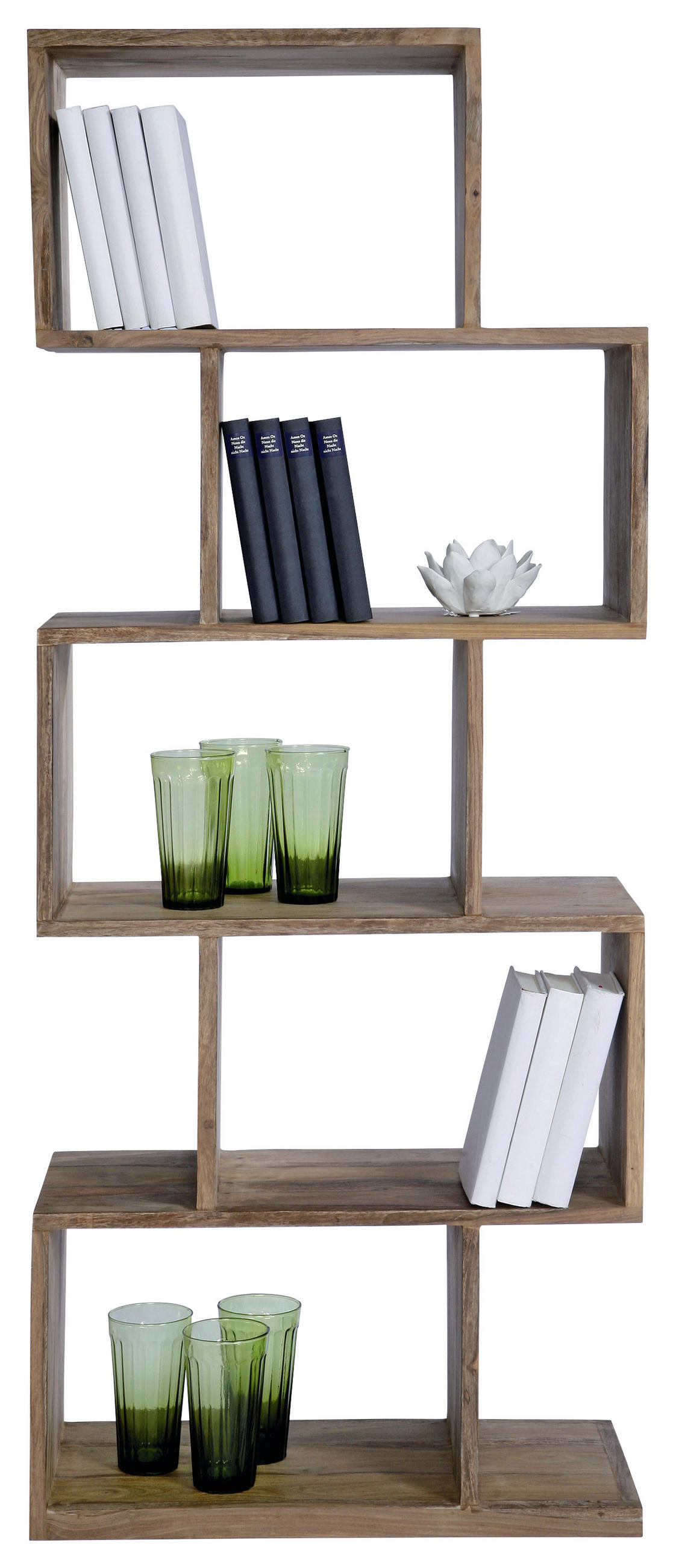 REGAL Sheesham massiv Sheeshamfarben  - Sheeshamfarben, Design, Holz (60/150/30cm) - Kare-Design