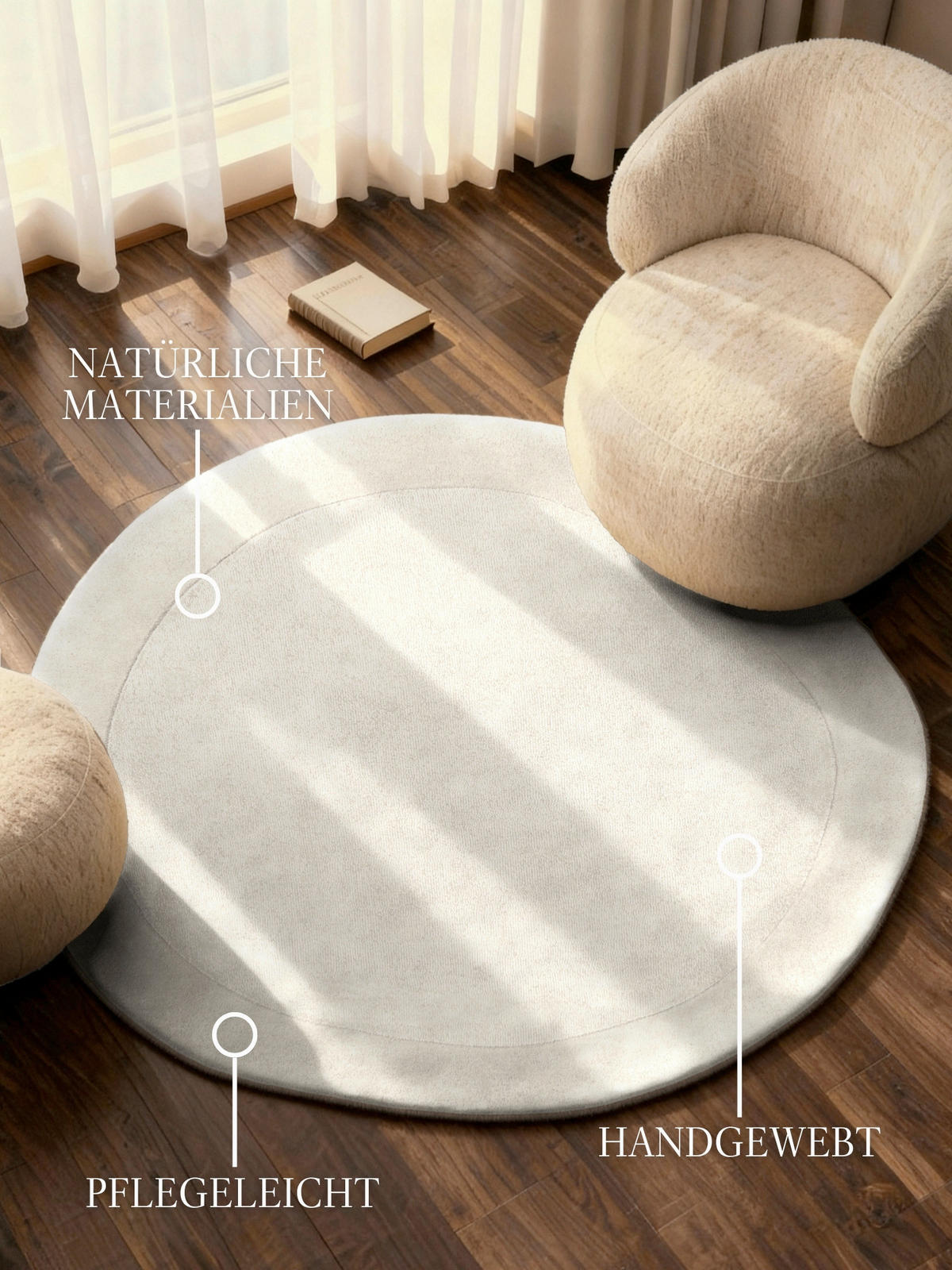 WOLLTEPPICH 160 cm 1812 Creme organisch  - Creme, KONVENTIONELL, Textil (160cm) - Villeroy & Boch