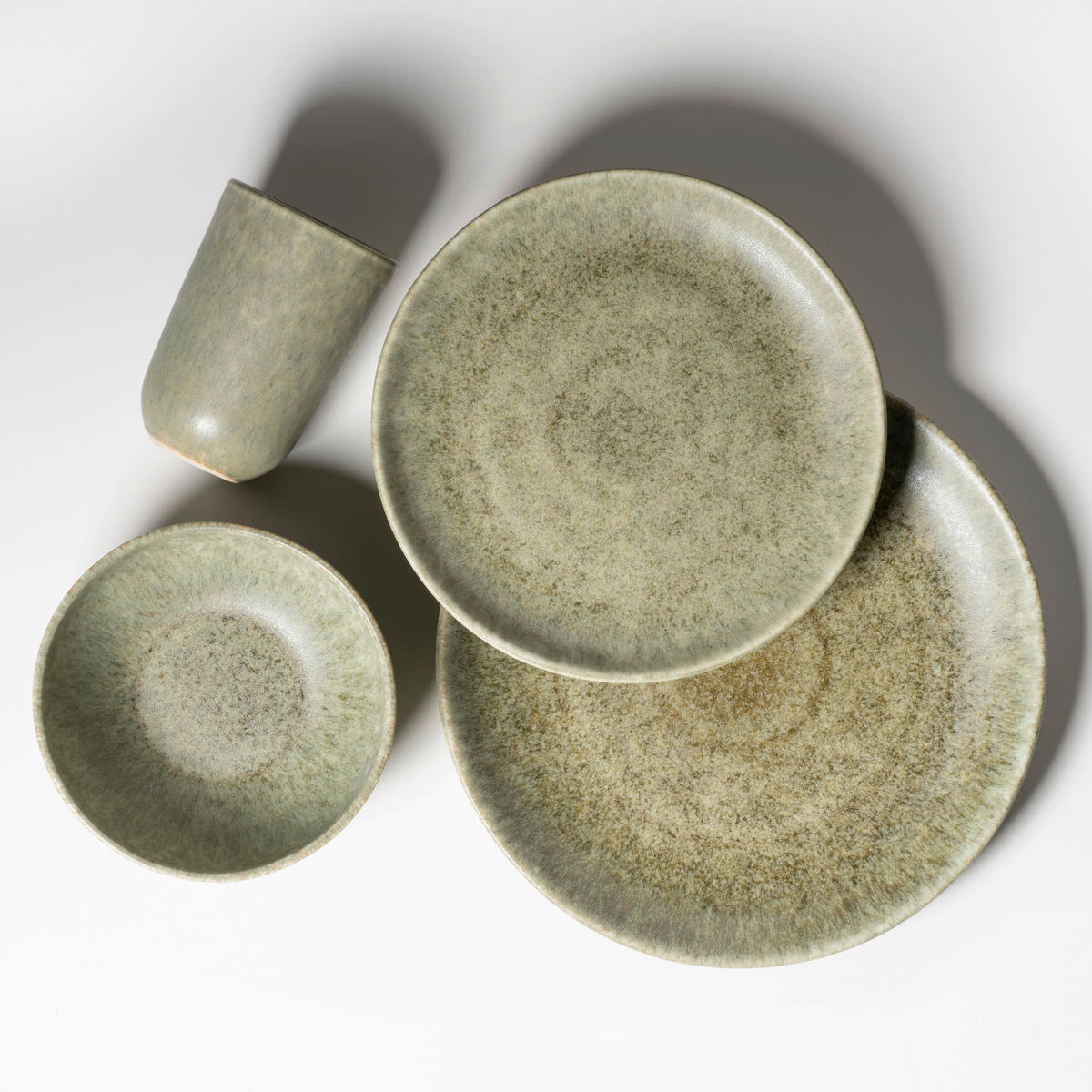 KOMBISERVICE MOOS´N´STEIN 16-teilig  - Grün, Basics, Keramik - Gipfelstück