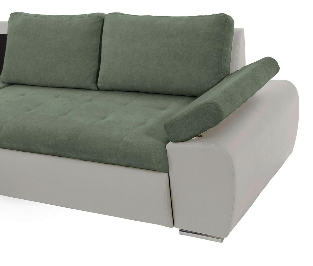 ECKSOFA Weiß, Olivgrün Flachgewebe  - Weiß/Olivgrün, Design, Kunststoff/Textil (175/271cm) - MID.YOU