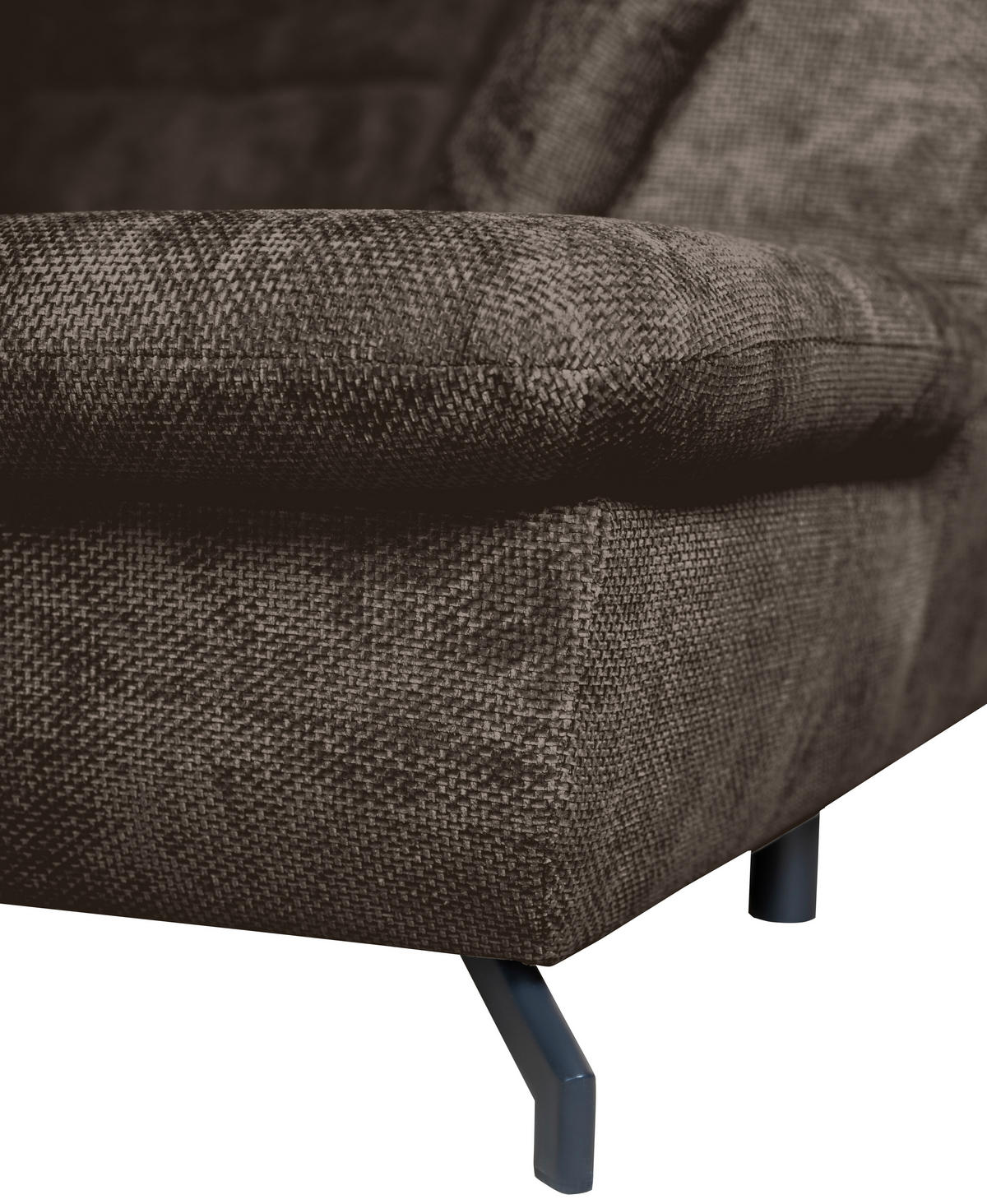 WOHNLANDSCHAFT in Struktur Mokka  - Schwarz/Mokka, KONVENTIONELL, Textil/Metall (188/357/253cm) - Carryhome