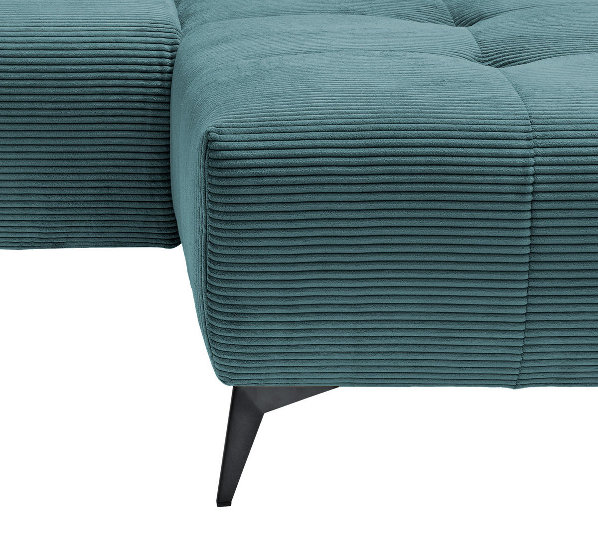 ECKSOFA in Cord Petrol  - Petrol/Schwarz, Modern, Textil/Metall (258/180cm) - Livetastic