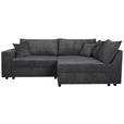 ECKSOFA Graphitfarben Cord  - Schwarz/Graphitfarben, KONVENTIONELL, Kunststoff/Textil (245/153cm) - Carryhome