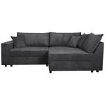 ECKSOFA Graphitfarben Cord  - Schwarz/Graphitfarben, KONVENTIONELL, Kunststoff/Textil (245/153cm) - Carryhome
