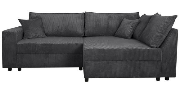 ECKSOFA Graphitfarben Cord - Schwarz/Graphitfarben, KONVENTIONELL, Kunststoff/Textil (245/153cm) - Carryhome