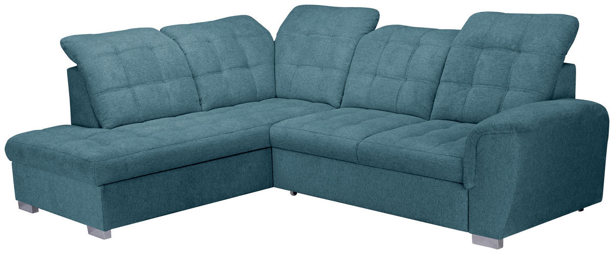 ECKSOFA Blau Chenille  - Chromfarben/Blau, KONVENTIONELL, Kunststoff/Textil (205/260cm) - Carryhome