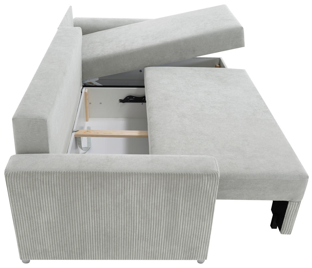 ECKSOFA in Cord, Mikrofaser Hellgrau  - Chromfarben/Hellgrau, Design, Kunststoff/Textil (239/141cm) - Livetastic