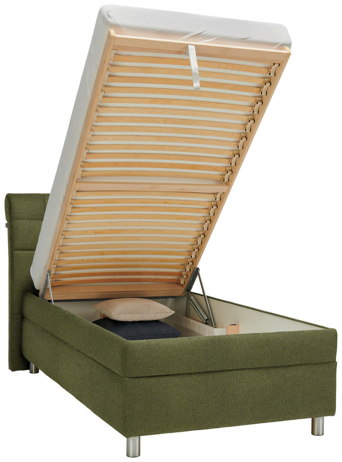 POLSTERBETT Matratze, Lattenrost Olivgrün 100/200 cm  - Silberfarben/Weiß, KONVENTIONELL, Holz/Textil (100/200cm) - Esposa