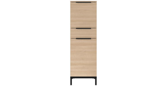 MIDISCHRANK 38/120/38 cm  - Eichefarben/Schwarz, MODERN, Holzwerkstoff/Metall (38/120/38cm) - Xora