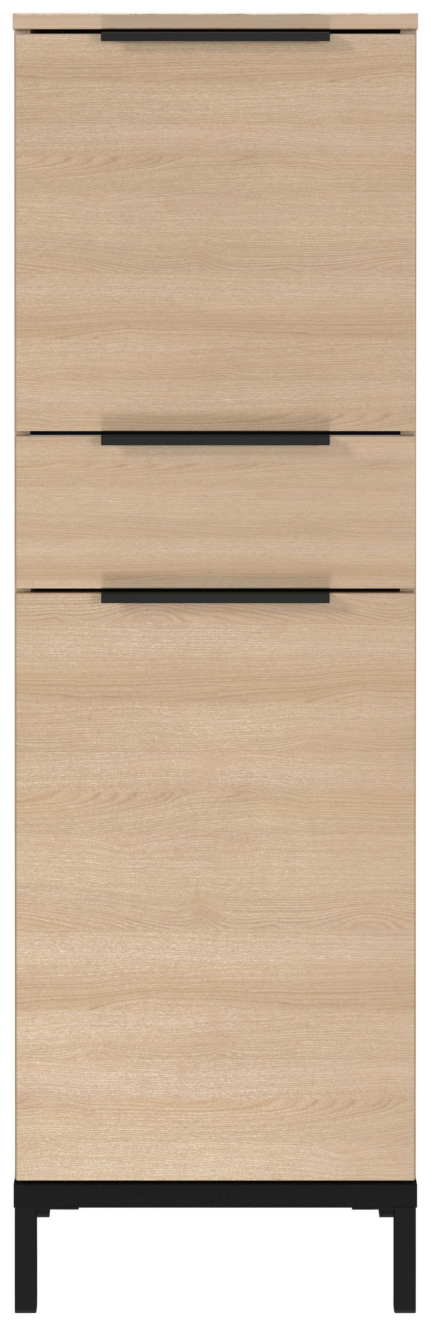 MIDISCHRANK 38/120/38 cm  - Eichefarben/Schwarz, Modern, Holzwerkstoff/Metall (38/120/38cm) - Xora