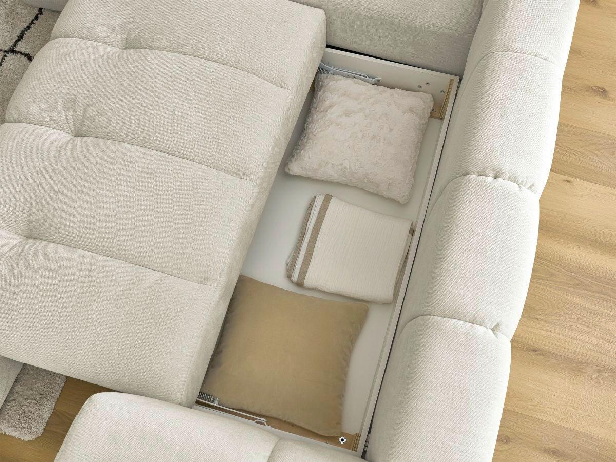 ECKSCHLAFSOFA FUJI Leinenoptik Beige  inkl.  - Beige/Schwarz, MODERN, Kunststoff/Textil (204/282cm)