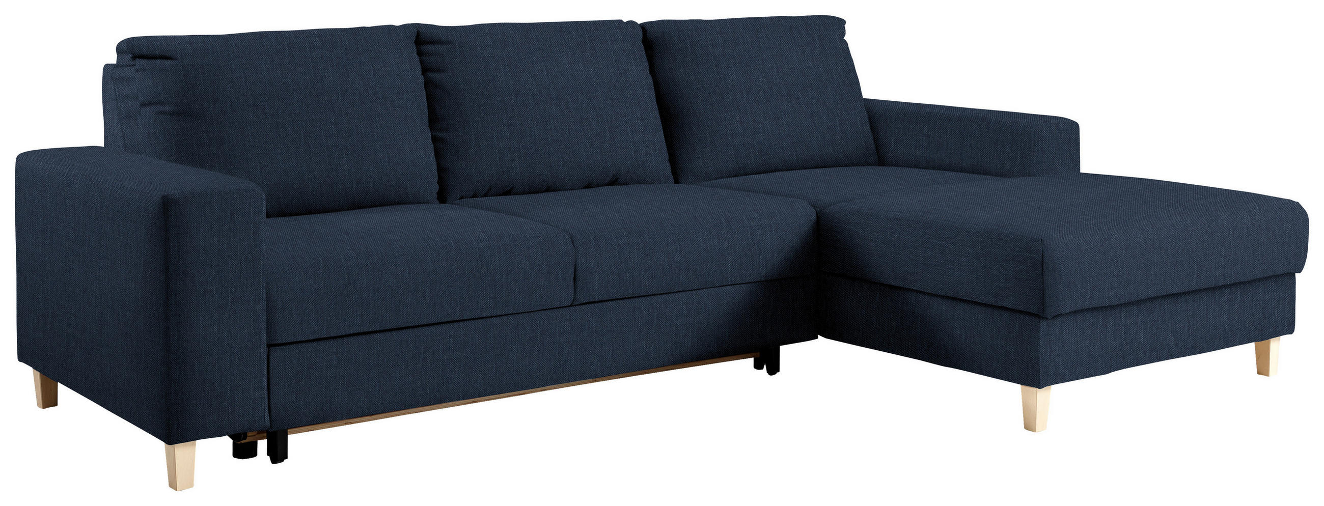 ECKSOFA Dunkelblau Webstoff  - Buchefarben/Dunkelblau, Design, Holz/Textil (260/160cm) - Ti'me