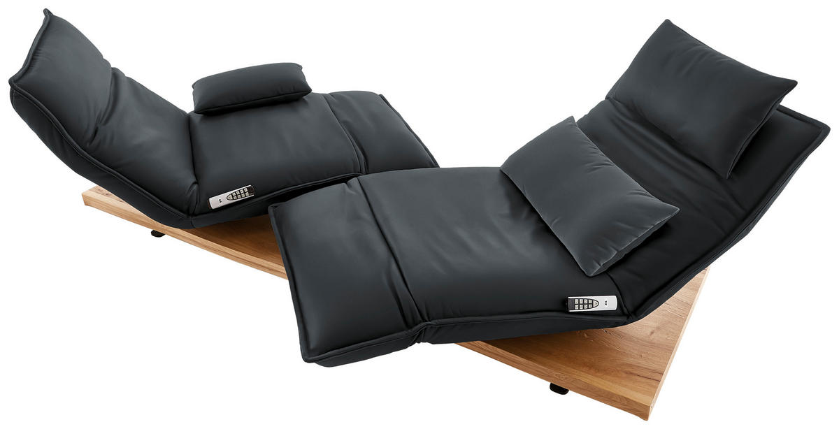 2-SITZER-SOFA in Leder Grau  - Eichefarben/Schwarz, Natur, Leder/Holz (240/63/115cm) - Koinor