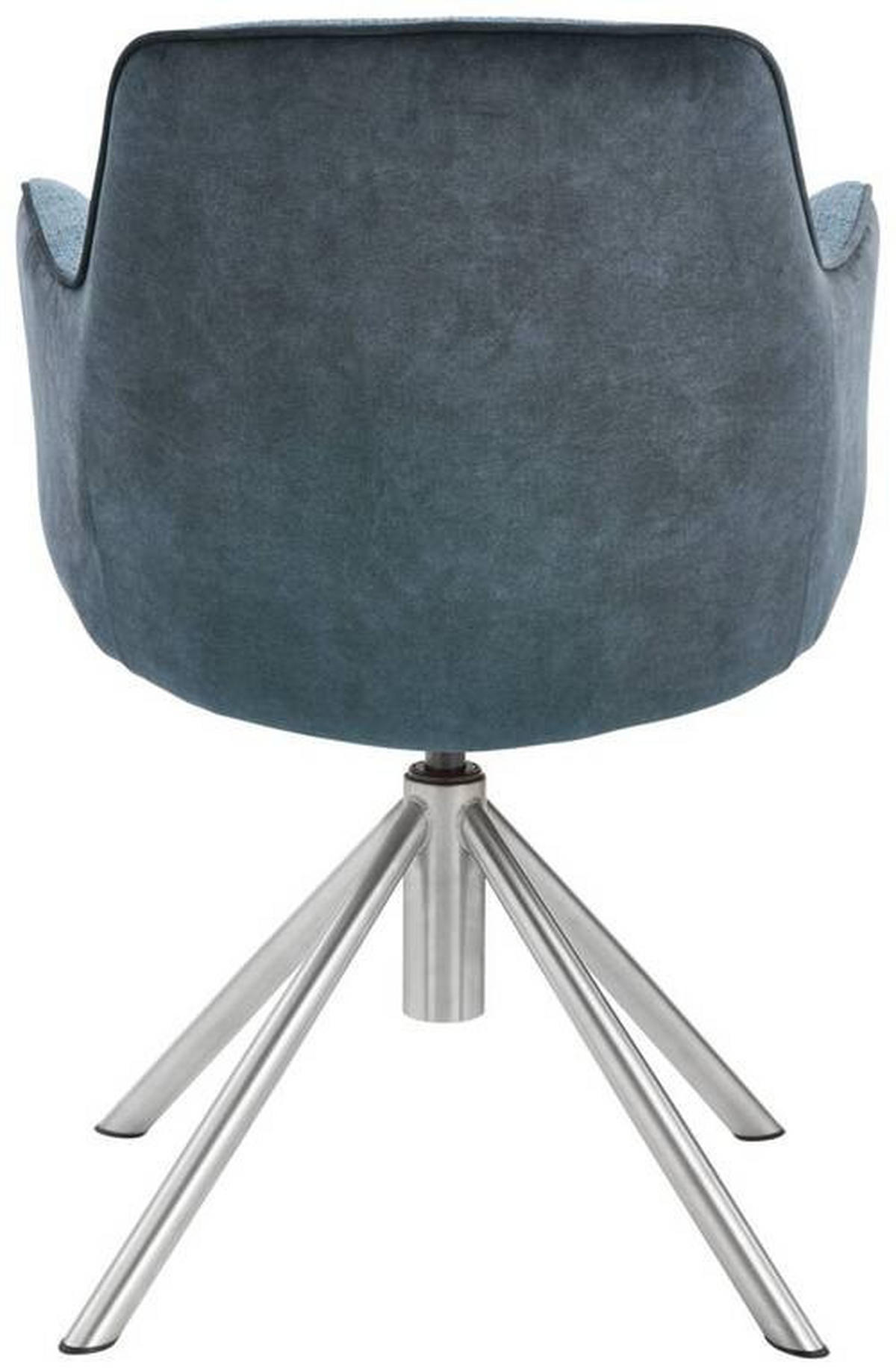 ARMLEHNSTUHL drehbar  in Edelstahl Flachgewebe  - Edelstahlfarben/Petrol, Design, Textil/Metall (60/88/64cm) - Novel