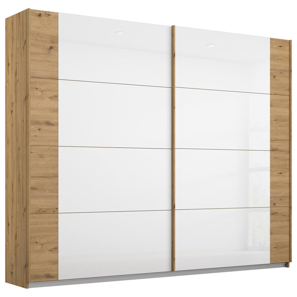 Schwebetürenschrank Artemis B: 226 Cm Weiß/eiche Dekor
