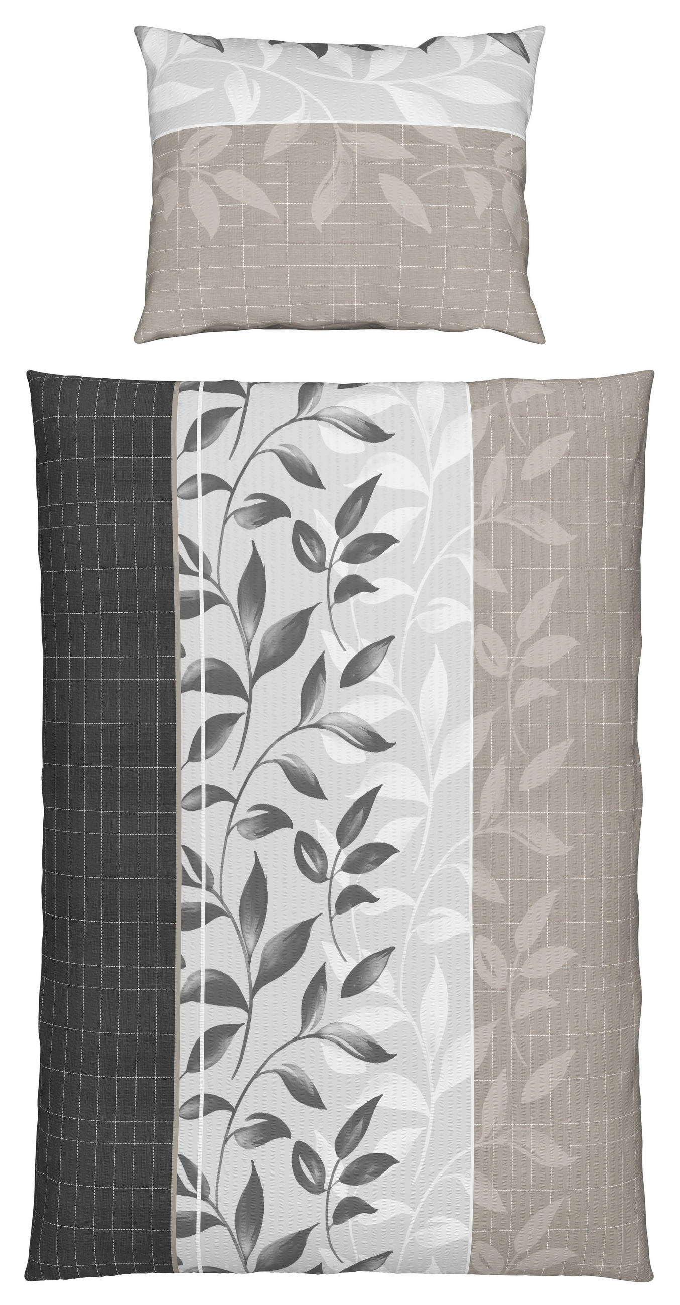 Seersucker Bettwäsche 140x200 cm Alexa Braun Blätter