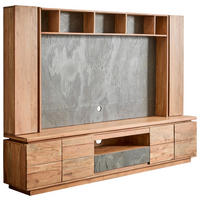 WOHNWAND 4-teilig  in Grau, Akaziefarben  240/173/40 cm  - Akaziefarben/Grau, KONVENTIONELL, Holz/Stein (240/173/40cm) - Livetastic