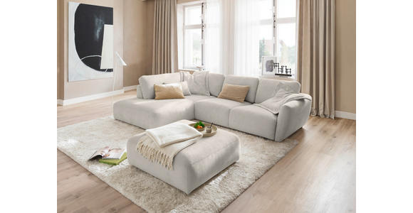 ECKSOFA  in Chenille Platinfarben  224/307 cm  - Platinfarben/Schwarz, KONVENTIONELL, Kunststoff/Textil (224/307cm) - Hom`in