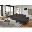 ECKSOFA in Chenille, Mikrofaser Graubraun  - Graubraun/Schwarz, Design, Textil/Metall (299/157cm) - Dieter Knoll