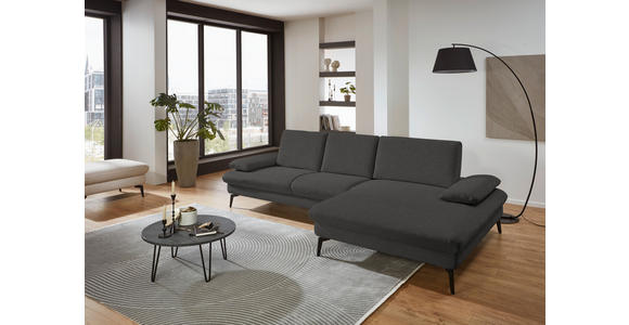 ECKSOFA in Chenille, Mikrofaser Graubraun 299/157 cm - Graubraun/Schwarz, Design, Textil/Metall (299/157cm) - Dieter Knoll
