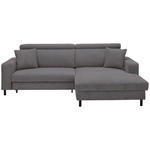 ECKSOFA in Flachgewebe Anthrazit  262/166 cm  - Anthrazit/Schwarz, Design, Textil/Metall (262/166cm) - Xora