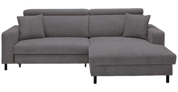 ECKSOFA in Flachgewebe Anthrazit 262/166 cm - Anthrazit/Schwarz, Design, Textil/Metall (262/166cm) - Xora