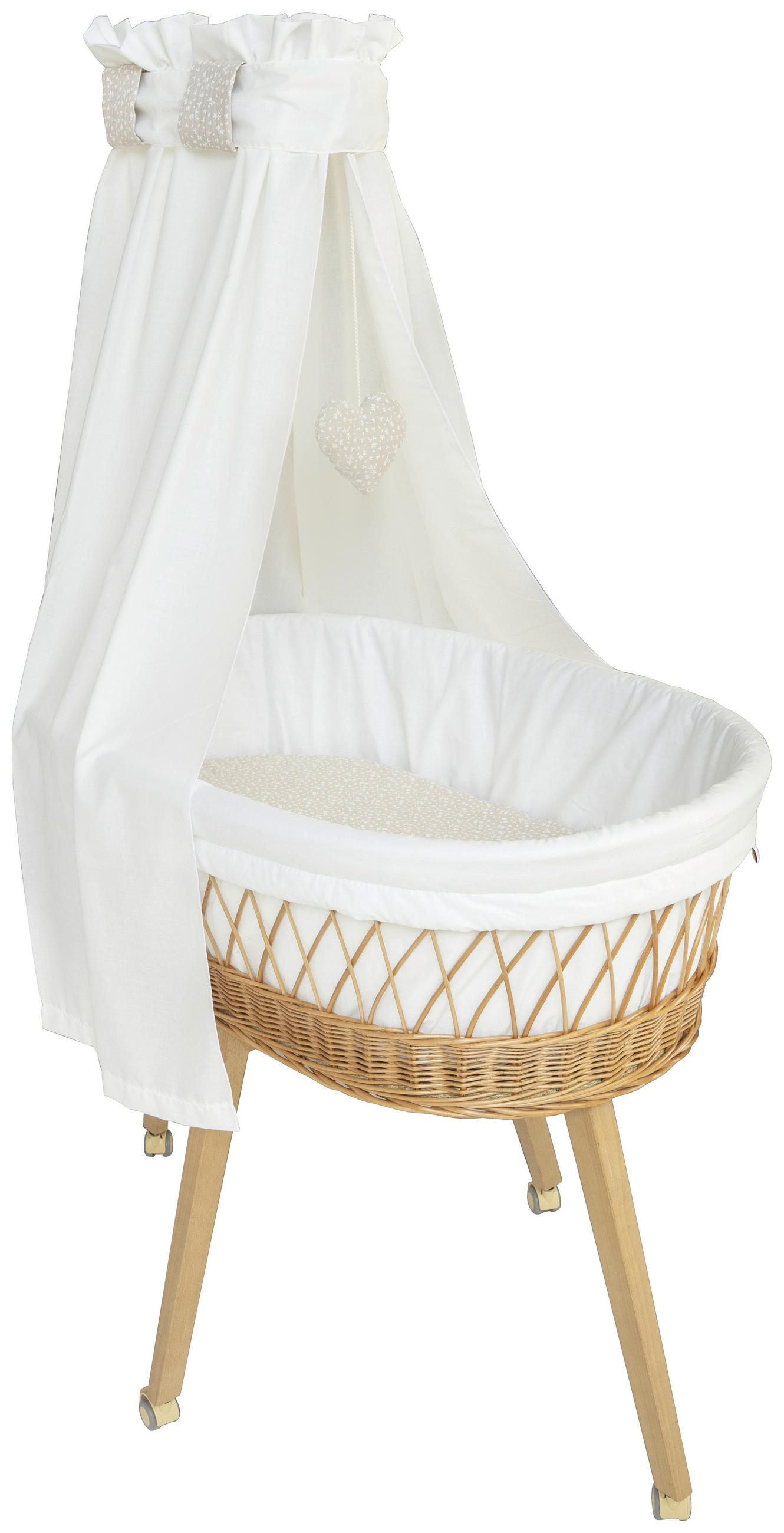 Mionido Stubenwagen-Komplettset Nature's Harmony Creme, Weiß, Buche 60x167x100 cm