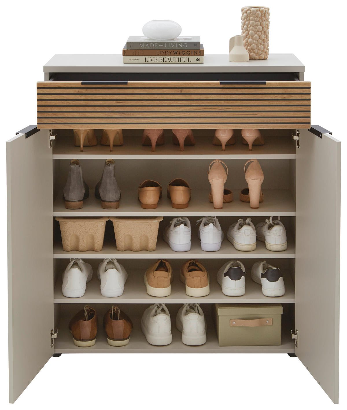 SCHUHSCHRANK  in 90/105/40 cm  - Kaschmir/Eichefarben, Design, Holzwerkstoff/Kunststoff (90/105/40cm) - Voleo