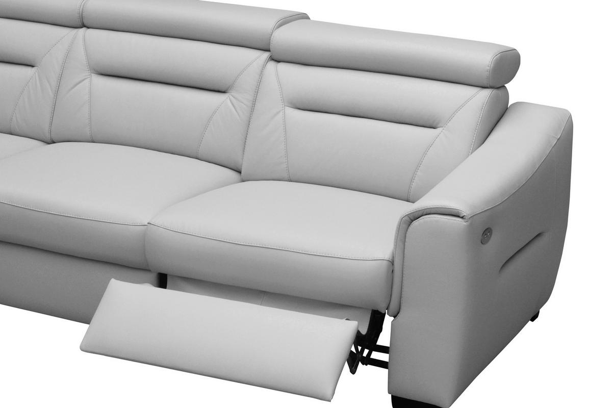 ECKSOFA  in Lederlook Echtleder Platinfarben  - Platinfarben/Wengefarben, Design, Leder/Holz (260/260cm) - Celina Home