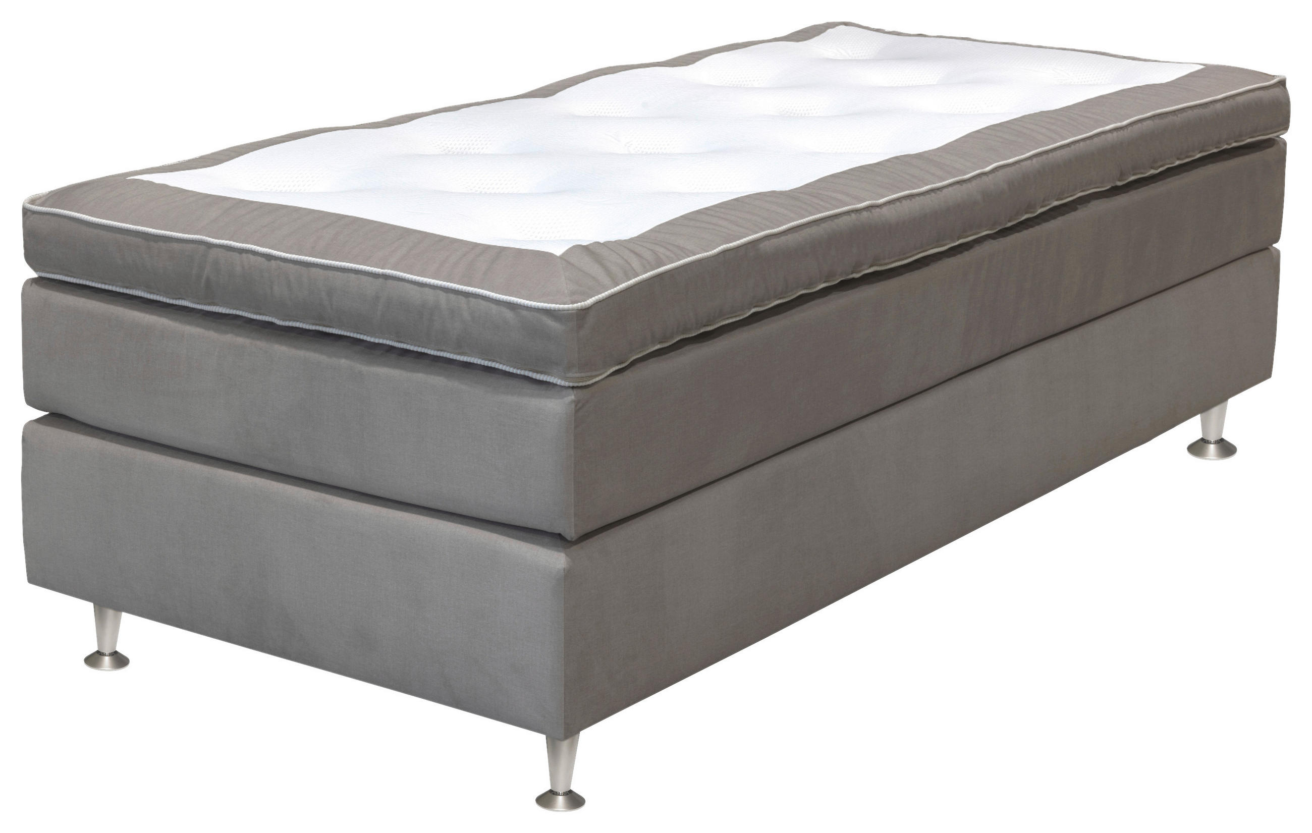 KONTINENTALSÄNG 90/200 cm  i grå  - svart/grå, Klassisk, metall/trä (90/200cm)