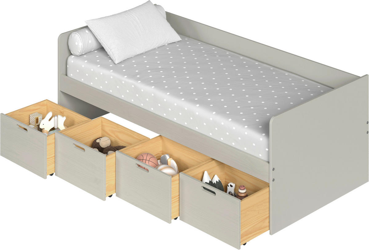 STAURAUMBETT 90/200 cm  in Taupe  - Taupe/Naturfarben, MODERN, Holz/Holzwerkstoff (90/200cm) - MID.YOU