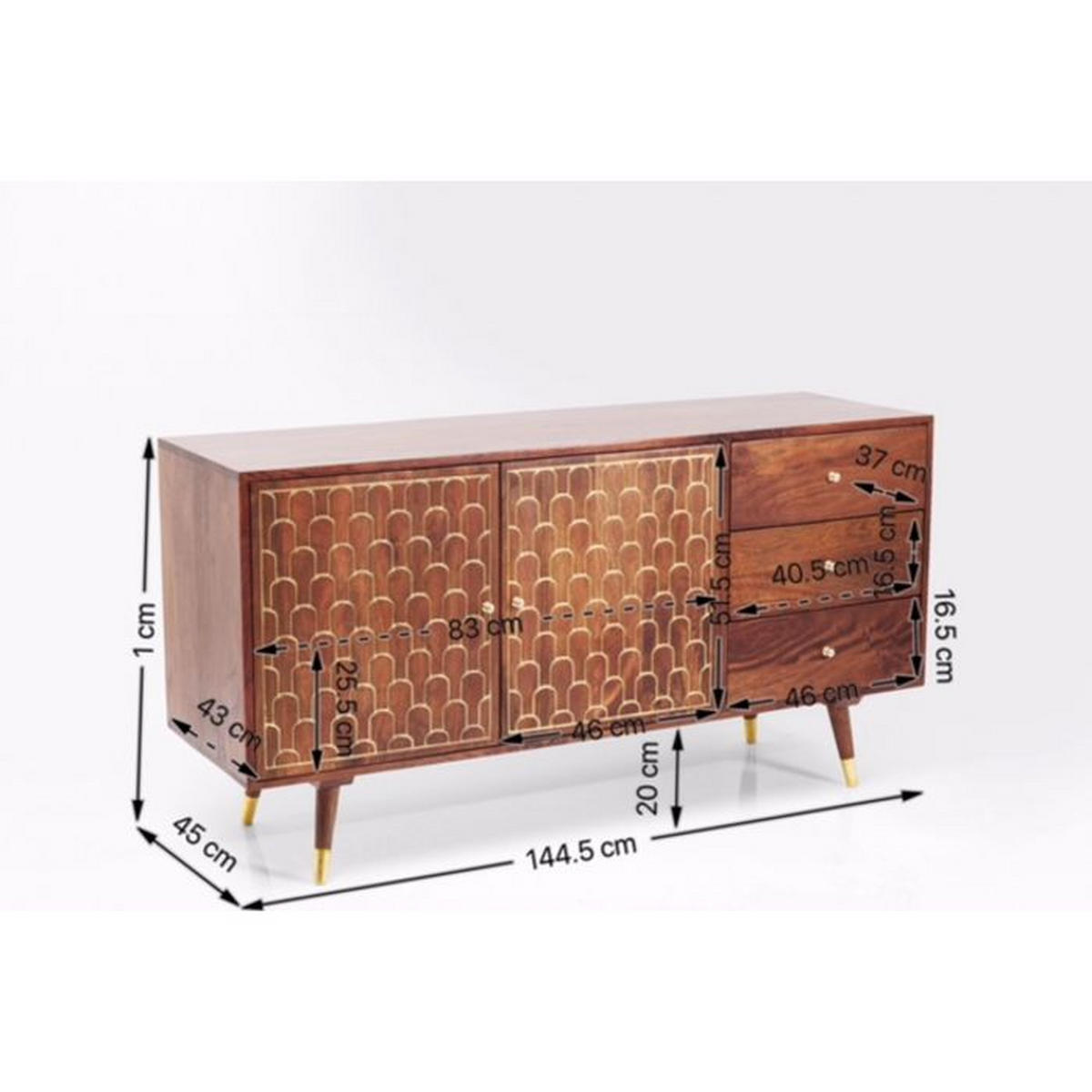 SIDEBOARD  in 145/75/45 cm  - Messingfarben/Goldfarben, Trend, Holz/Holzwerkstoff (145/75/45cm) - Kare-Design