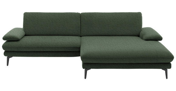 ECKSOFA in Velours Olivgrün 284/184 cm - Schwarz/Olivgrün, Design, Textil/Metall (284/184cm) - Dieter Knoll