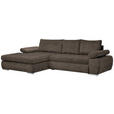 ECKSOFA in Flachgewebe Graubraun  - Chromfarben/Graubraun, Design, Kunststoff/Textil (173/294cm) - Carryhome